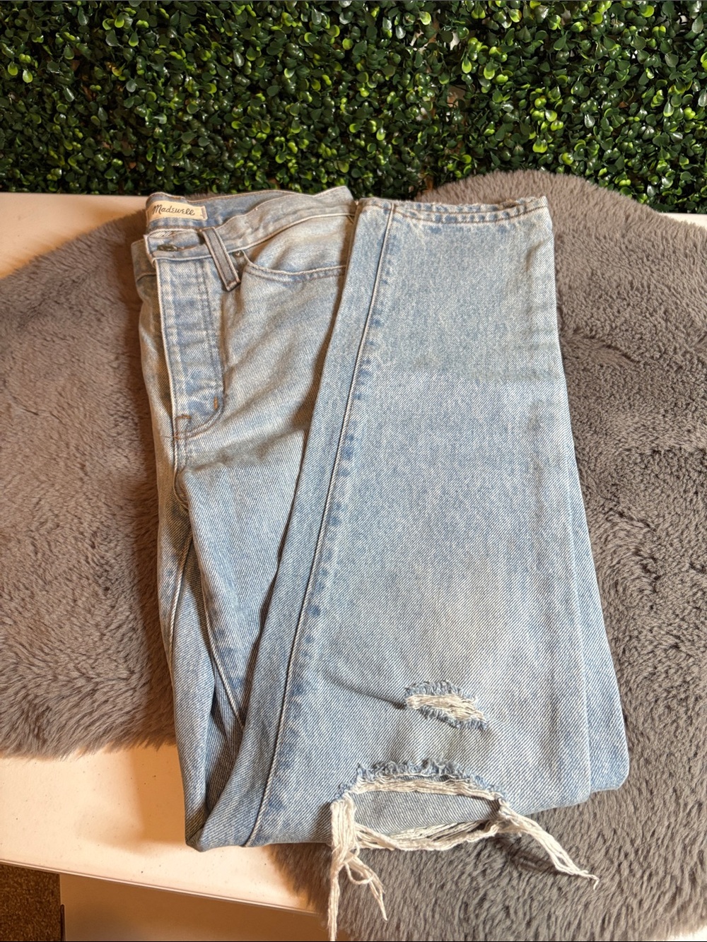Madewell Light Blue Distressed Straight Jeans Size 24